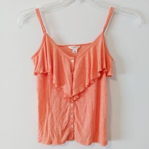2/20 Aeropostale Coral Ruffle Neck Tank Top XS